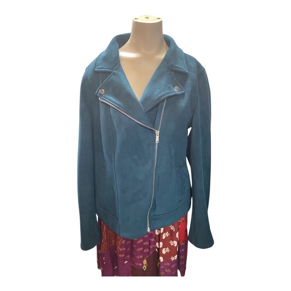Old Navy Women's Size S Asymmetrical Zip Moto Jacket Black Faux Suede Bikercore